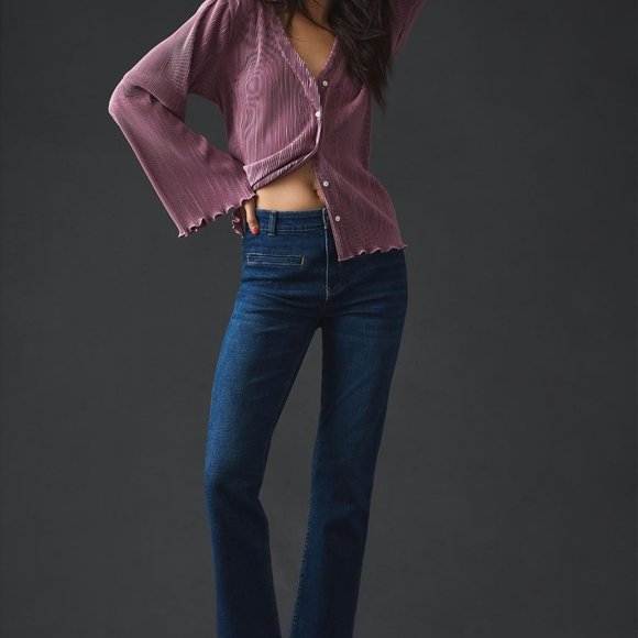 Maeve Essential Mid Rise Kick-Flare Crop Jeans